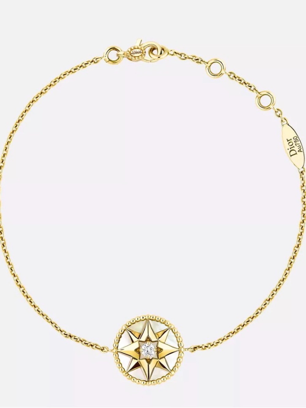 Dior Gold Star Compass Necklace with Crystal Center
